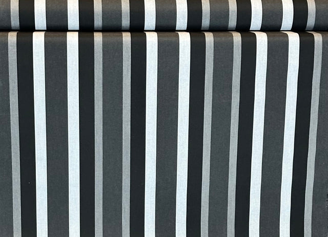 Sunbrella Shade Solution Dyed Acrylic Fabric - Black Vertical Stripes, 47" Width (By The Yard)