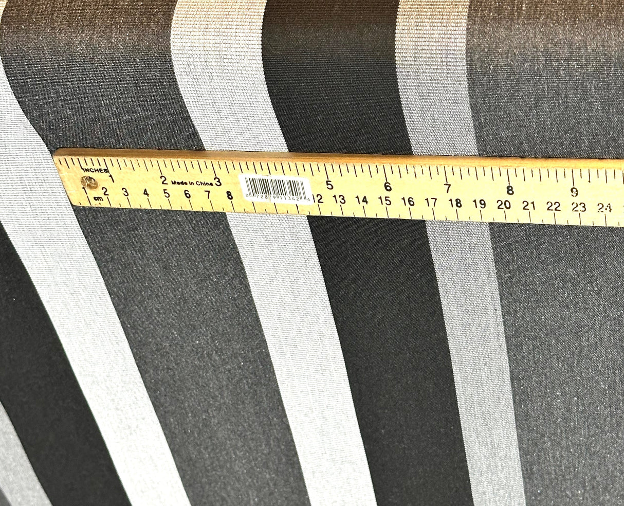 Sunbrella Shade Solution Dyed Acrylic Fabric - Black Vertical Stripes, 47" Width (By The Yard)