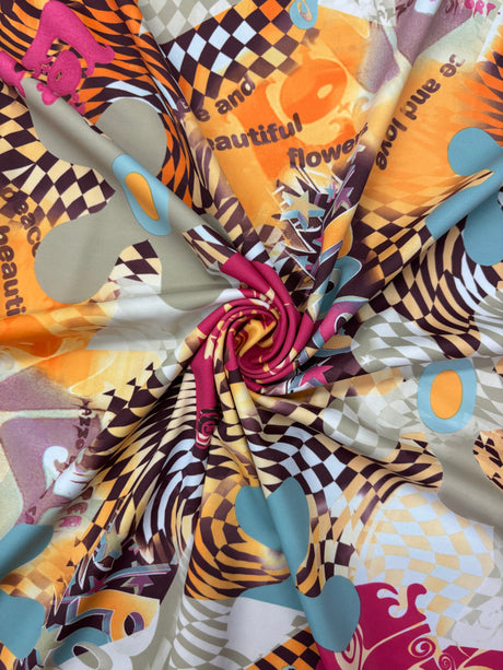 Pop Abstract Print Spandex Fabric - Abstract Print, 58"/60" Width (1 Yard)