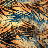 Palm Tree Floral Burnout Stretch Velvet Spandex Fabric - Blue Tie Dye, 60" Width (1 Yard)