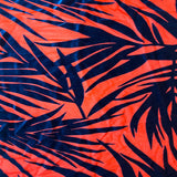 Palm Tree Floral Burnout Stretch Velvet Spandex Fabric - Blue Tie Dye, 60" Width (1 Yard)