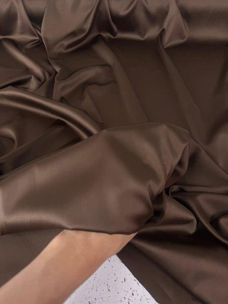 Chocolate Brown Stretch Crepe Back Satin