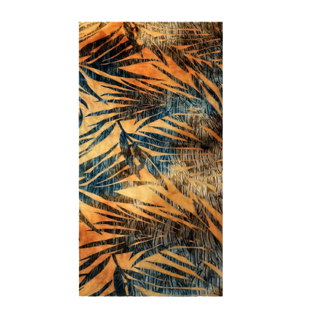 Palm Tree Floral Burnout Stretch Velvet Spandex Fabric - Blue Tie Dye, 60" Width (1 Yard)