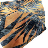 Palm Tree Floral Burnout Stretch Velvet Spandex Fabric - Blue Tie Dye, 60" Width (1 Yard)
