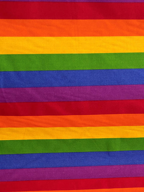 1" Stripe LGBTQ Pride Polyester Cotton Broadcloth Fabric - Horizontal Stripes, 59/60" Width (1 Yard)