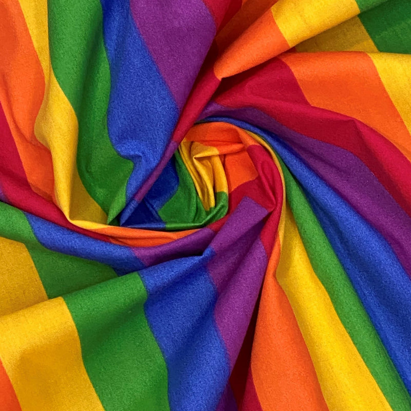 1" Stripe LGBTQ Pride Polyester Cotton Broadcloth Fabric - Horizontal Stripes, 59/60" Width (1 Yard)