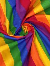 1" Stripe LGBTQ Pride Polyester Cotton Broadcloth Fabric - Horizontal Stripes, 59/60" Width (1 Yard)