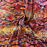 Snakeskin Printed Stretch Velvet Spandex Fabric - Red, Snakeskin Print, 60" Width (1 Yard)