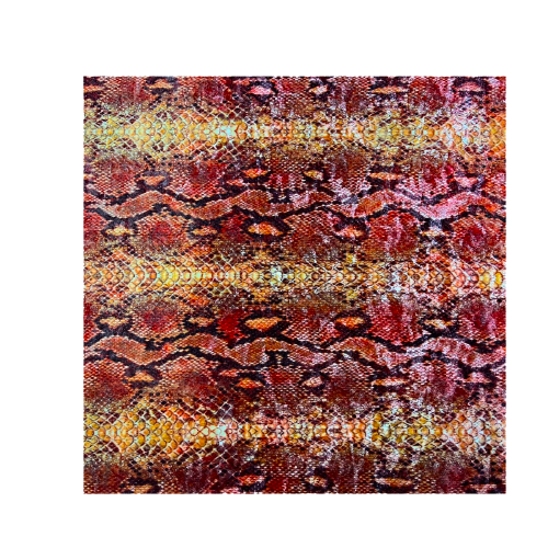 Snakeskin Printed Stretch Velvet Spandex Fabric - Red, Snakeskin Print, 60" Width (1 Yard)