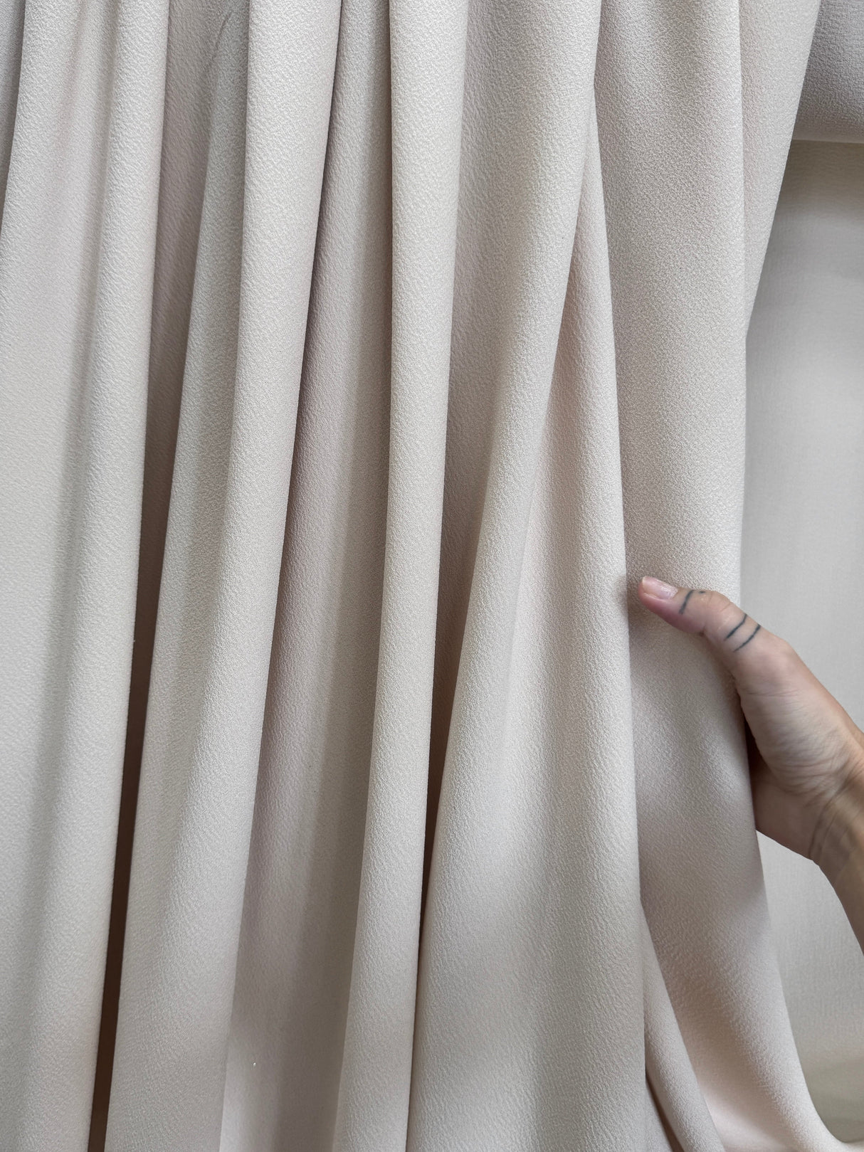 Cream Bubble Textured Stretch Crepe