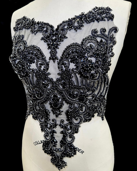 Black Rhinestone Bodice Applique
