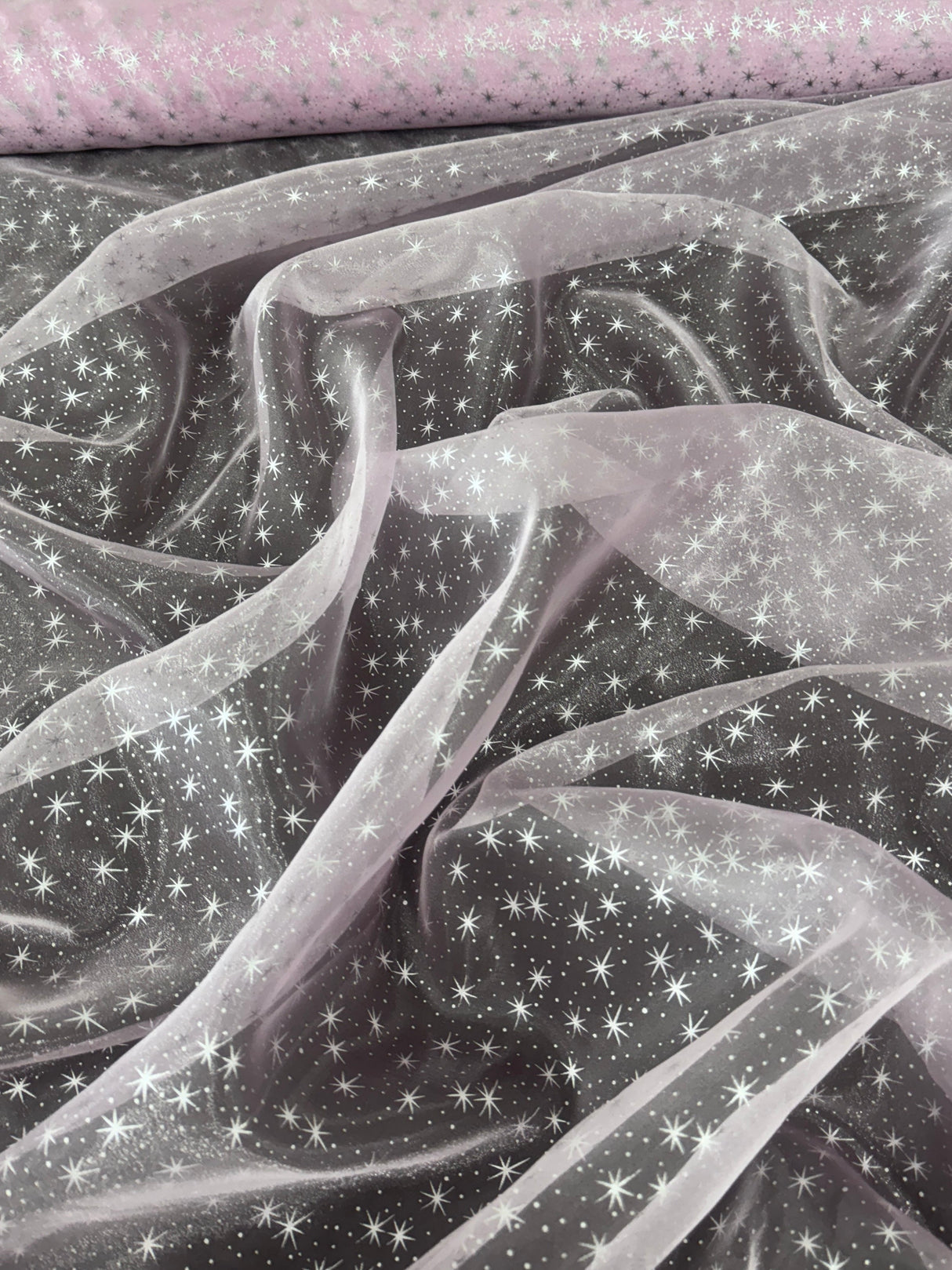 Sheer Star Organza Baby Pink