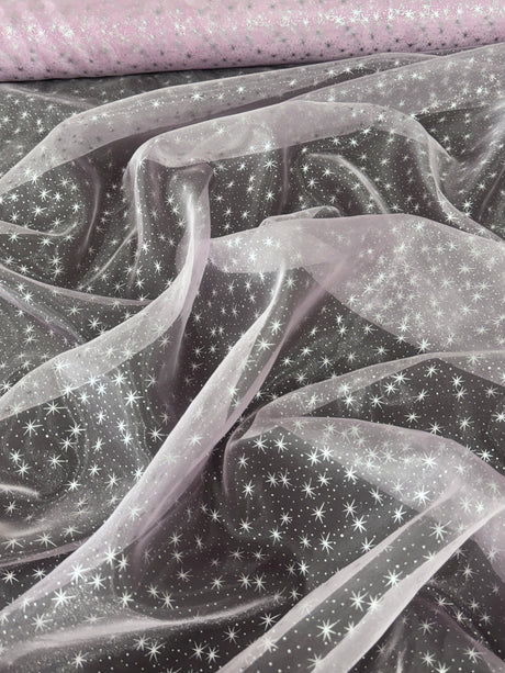 Sheer Star Organza Baby Pink
