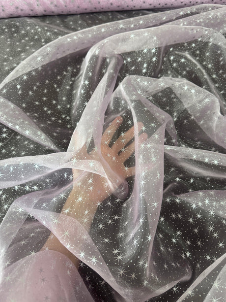 Sheer Star Organza Baby Pink