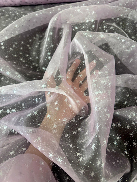 Sheer Star Organza Baby Pink