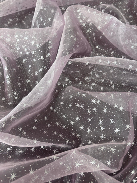 Sheer Star Organza Baby Pink