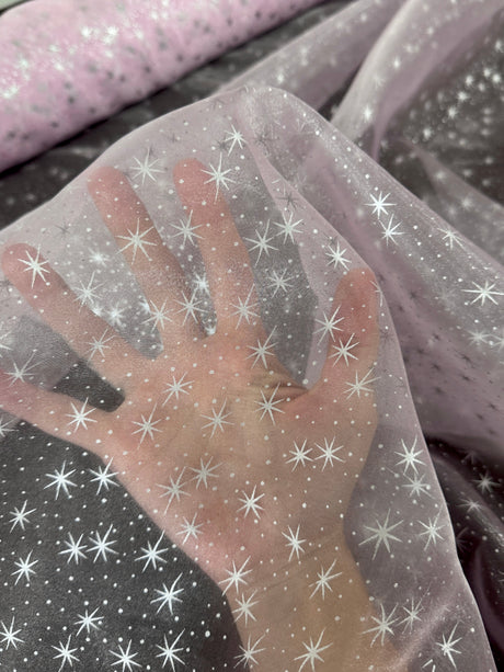 Sheer Star Organza Baby Pink