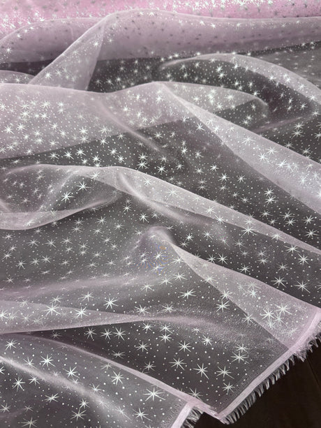 Sheer Star Organza Baby Pink