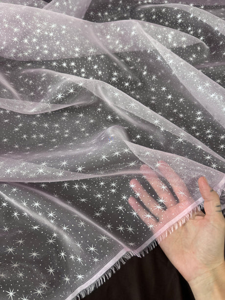 Sheer Star Organza Baby Pink