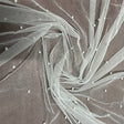 Polyester Mesh Fabric with Sewn Pearls White 52"
