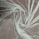 Polyester Mesh Fabric with Sewn Pearls White 52"