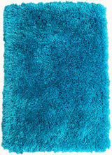 Turquoise Solid Shag Area Rug/Carpet Polyester Fabric - Turquoise, Thick And Thin Yarns Design, 2" High Pile (1 Unit)