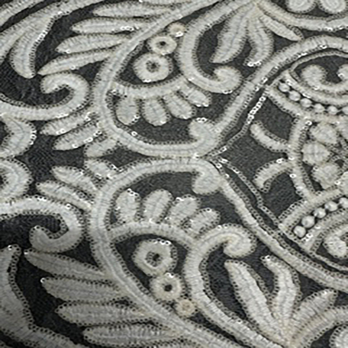 Polyester Mesh Fabric Victorian Sequin Lace Ivory 50"
