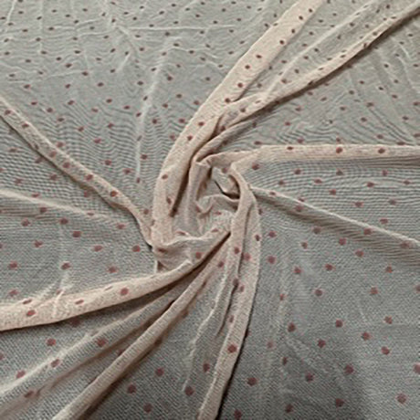 Polyester Spandex Flocked Mesh Fabric Champagne