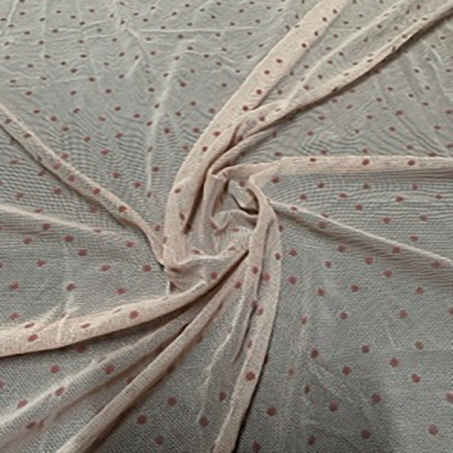 Polyester Spandex Flocked Mesh Fabric Champagne
