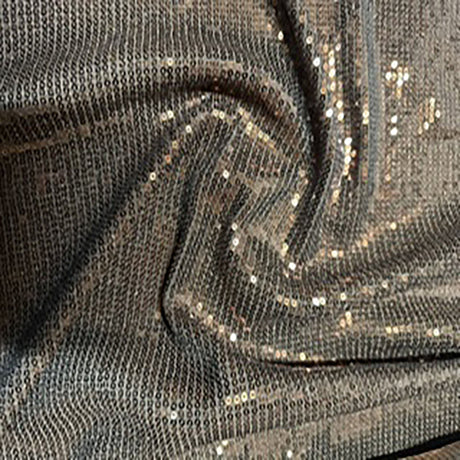 Polyester Knit Line Sequin Fabric Brown 50"