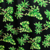 Emerald Jungle Peachskin Polyester Fabric - Palm Tree And Monstera Print, 45" Width (1 Yard)