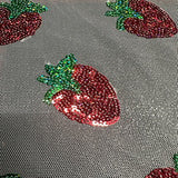 Polyester Mesh Strawberry Sequin Fabric 50" Red Green