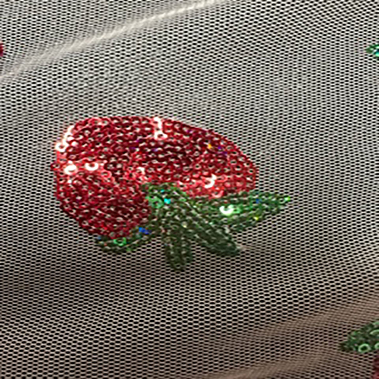 Polyester Mesh Strawberry Sequin Fabric 50" Red Green