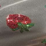 Polyester Mesh Strawberry Sequin Fabric 50" Red Green