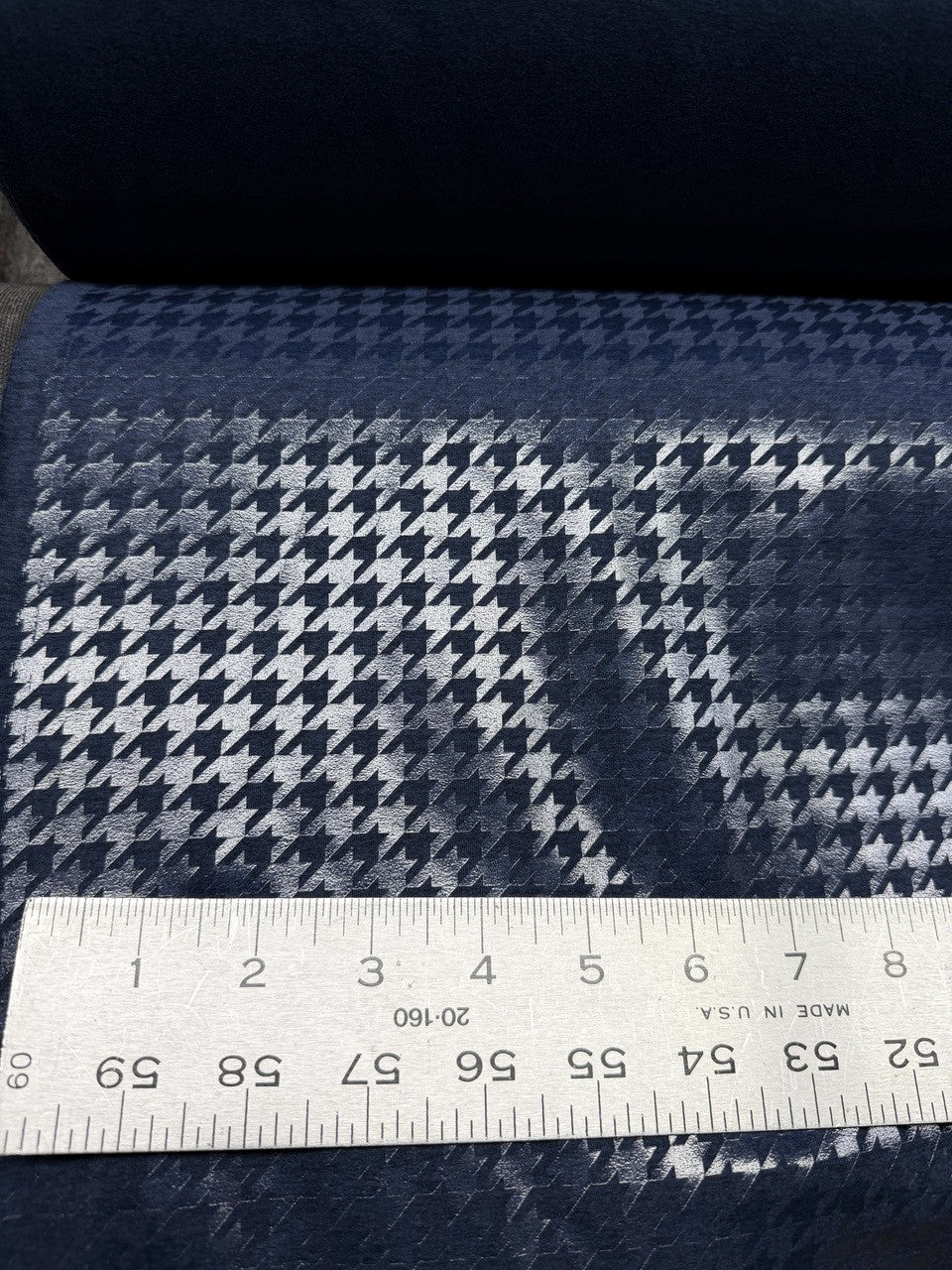 New Navy Or Black Houndstooth Foil Nylon Spandex Supplex Fabric - Navy, Black Houndstooth, 58" Width