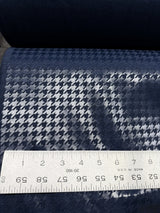 New Navy Or Black Houndstooth Foil Nylon Spandex Supplex Fabric - Navy, Black Houndstooth, 58" Width
