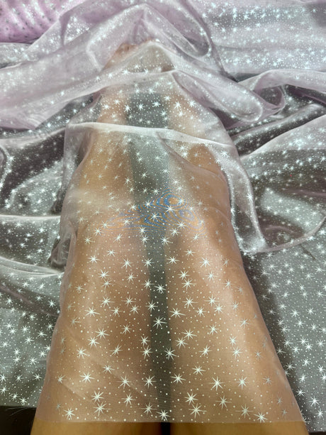 Sheer Star Organza Baby Pink