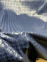 New Navy Or Black Houndstooth Foil Nylon Spandex Supplex Fabric - Navy, Black Houndstooth, 58" Width