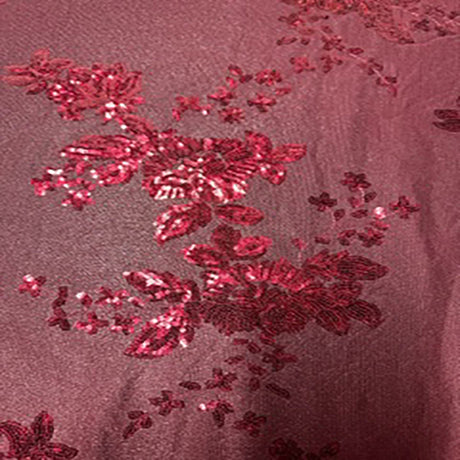 Polyester Mesh Fabric with Spread Flower Sequin