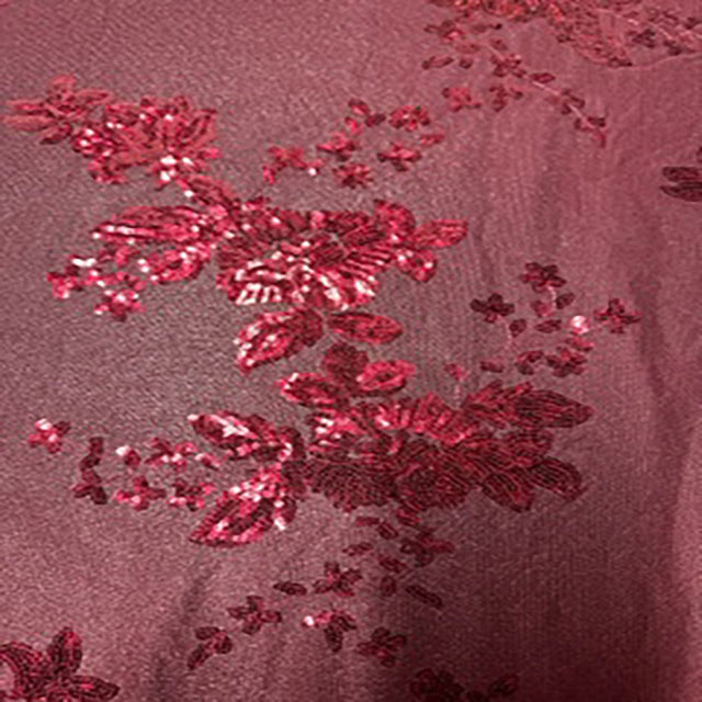 Polyester Mesh Fabric with Spread Flower Sequin