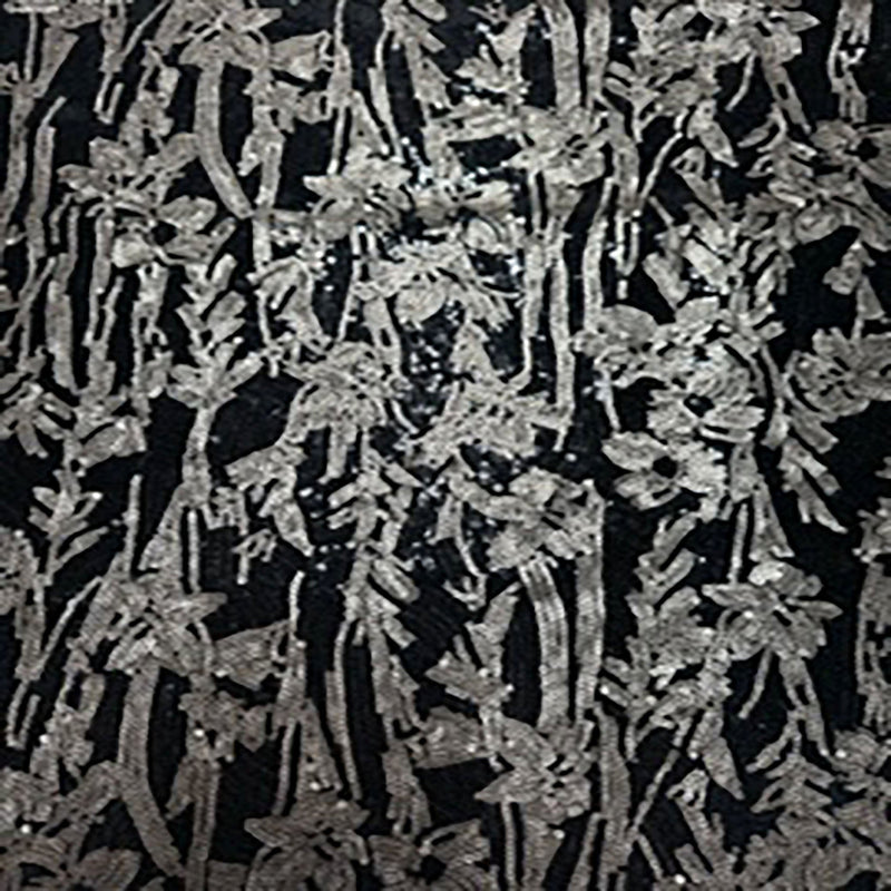 Polyester Mesh Sequin Fabric Black 50" Width