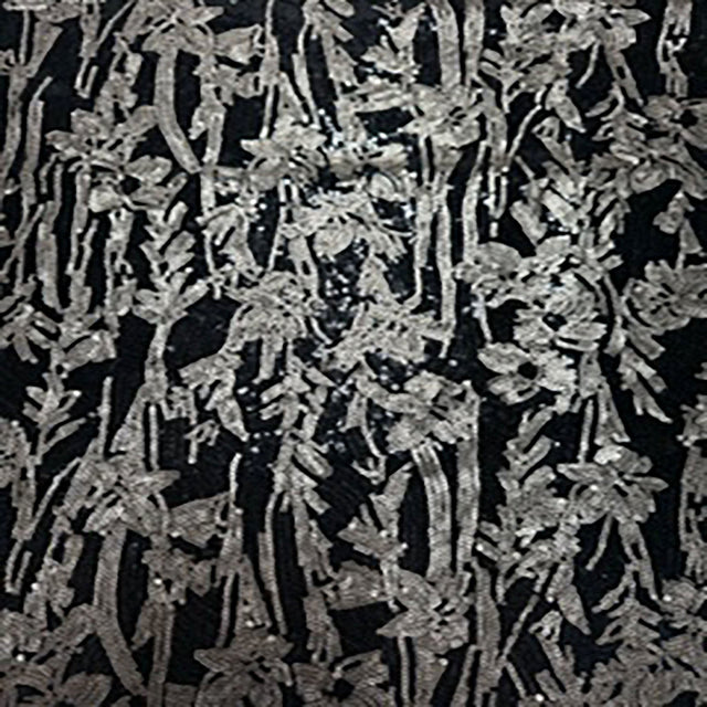 Polyester Mesh Sequin Fabric Black 50" Width