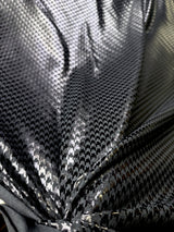 New Navy Or Black Houndstooth Foil Nylon Spandex Supplex Fabric - Navy, Black Houndstooth, 58" Width