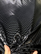 New Navy Or Black Houndstooth Foil Nylon Spandex Supplex Fabric - Navy, Black Houndstooth, 58" Width
