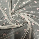 Polyester Mesh Bow Flocked Fabric Pink 50" Width