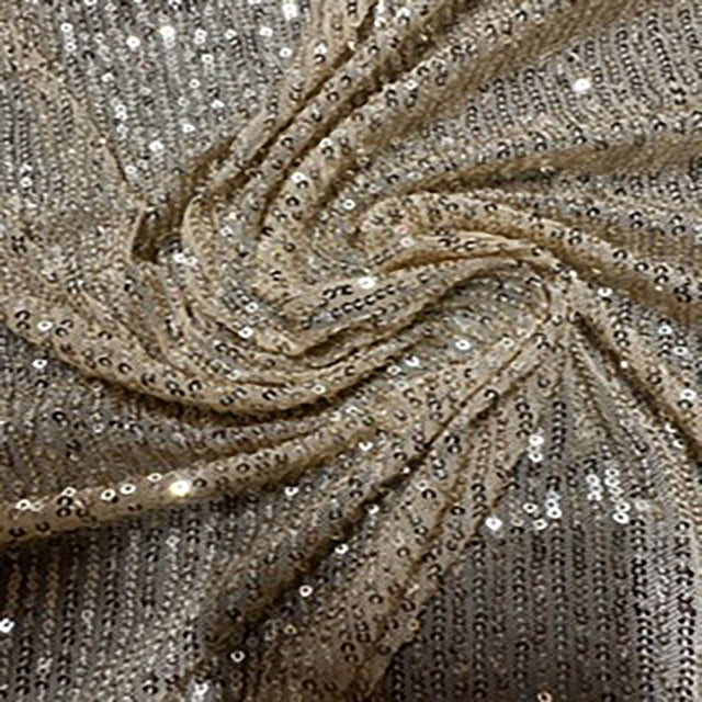 Polyester Spandex Mini Sequin Fabric 50" Champagne Stripe