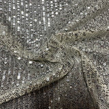 Polyester Spandex Mini Sequin Fabric 50" Champagne Stripe