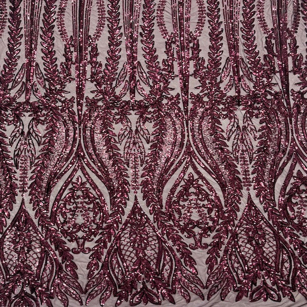 Anault Damask Stretch Sequins Nylon Spandex Mesh Fabric - Damask Sequins, 60" Width, 4-Way Stretch (1 Yard)