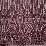 Anault Damask Stretch Sequins Nylon Spandex Mesh Fabric - Damask Sequins, 60" Width, 4-Way Stretch (1 Yard)