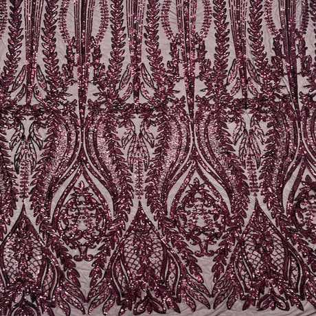 Anault Damask Stretch Sequins Nylon Spandex Mesh Fabric - Damask Sequins, 60" Width, 4-Way Stretch (1 Yard)
